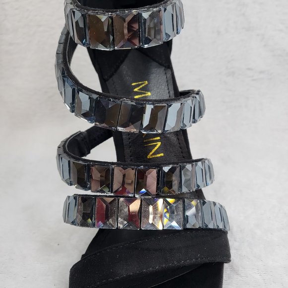 Black Multi Strap 4.5" High Heel Shoes - Picture 7 of 11